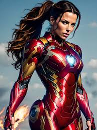 Kate Beckinsale is Iron Man, wearing an Iron Man costumer with sexy  physique, young face, intricate Iron Man costume, long pony tailed hair -  SeaArt AI