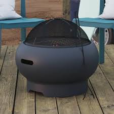 Hampton bay sadler 30 in. Novogratz Furniture Asher Dark Grey 22 Wood Burning Fire Pit With Grilling Surface And Cover Garden Furniture House