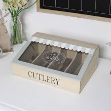 wooden cutlery storage box kitchen