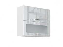 The look comes together with gold hardware fixtures. White High Gloss Glass Glass Wall Kitchen Cabinet 80cm Cupboard 2 Door 800 Display Unit Impact Furniture