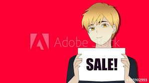 Anime Boy Holding Sign With Hand That Says Sale Blonde Hair Cartoon Character In T Shirt Some characters are perfectly suited toward their astrological signs, displaying all the traits that one might expect them to. blonde hair cartoon character