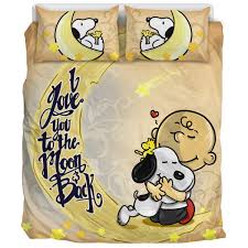 Keep your bedding where you need it most. Love Snoopy To The Moon Back Bedding Set Gearclover