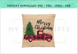 A simple to and from label, round, full vintage truck with eat, drink, and be merry. Merry Christmas Buffalo Plaid Truck With Tree Svg Design 178992 Other Design Bundles