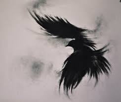 Black And White Raven Drawing Original Charcoal Crow Drawing Flying Raven Large Gothic Black Etsy Crows Drawing Black Crow Tattoos Black And Grey Tattoos