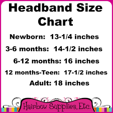 Headband Size Chart Hair Bow Supplies Baby Headbands Diy