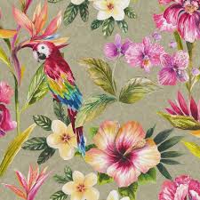 Bird and butterfly wallpaper designs are a simple way to bring nature indoors and create a relaxing atmosphere in your home. Holden Tropical Parrot Flower Pattern Wallpaper Bird Floral Metallic 98820 Gold I Want Wallpaper