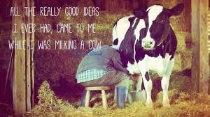 All The Really Good Ideas I Ever Had Came To Me While I Was Milking A Cow Grant Wood Quote Milk Cow Farm Agri Culture Milk Quotes Cow Best