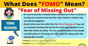 Fomo Meaning What Does Fomo Mean Useful Text Conversations 7 E S L Text Abbreviations Learn English Vocabulary Learn English