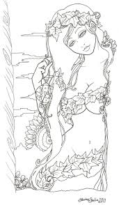 Mother Earth Lineart By Karribabe On Deviantart Mother Earth Drawing Fairy Coloring Earth Drawings