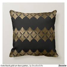 Black And Gold Art Deco Cushions Cute Black Gold Art Deco Pattern Pillow Zazzle Com In 2020 Art Deco Pattern Gold Art Art Deco