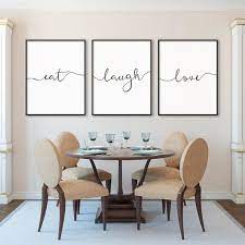 Eat Laugh Love Print Set Of Three Calligraphy Prints Home Wall Etsy Dinning Room Wall Decor Apartment Dining Room Dinning Room Decor
