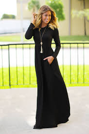 Long Sleeve Black Maxi Dress With Pockets Long Sleeve Black Maxi Dress Maxi Dress Black Maxi Dress