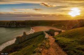 Pin By Janet Vines On My Beautiful Country Wales Barafundle Bay Sunset Canvas Bay