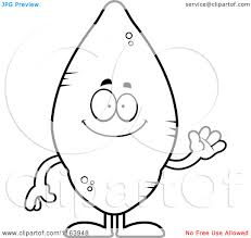 Black And White Sweet Potato Vector Cartoon Of A Waving Sweet Potato Mascot Vector Outlined Coloring Page By Cory Thoman Coloring Pages Cartoon Styles Color