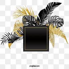 Hand Painted Luxury Black Gold Plant Square Border Gold Leaf Floral Background Hand Painted Black And Gold Marble