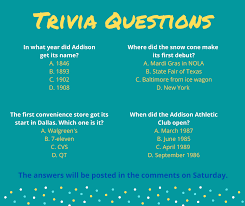 Read on for some hilarious trivia questions that will make your brain and your funny bone work overtime. Addison Athletic Club Happy Friday Here Are A Couple Of Trivia Questions For Fun Comment Your Answers Below The Correct Answers Will Be Posted On Saturday Facebook