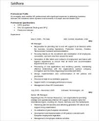 Free 14 Sample Hr Manager Resume Templates In Ms Word Pdf