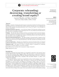 Maybe you would like to learn more about one of these? Pdf Corporate Rebranding Destroying Transferring Or Creating Brand Equity