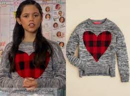Stuck In The Middle Fashion Clothes Style And Wardrobe Worn On Tv Shows Shop Your Tv Teenager Outfits Heart Sweater Shopping Outfit