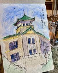 sketchbook 國家攝影文化中心 watercolorsketch watercolorsketchbook watercolorsketching urbanaketchers 手绘 手繪 sketch 鋼筆速寫 sky citylife leather working leather