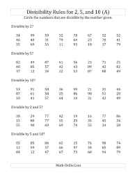 Divisibility Rules For 2 5 And 10 2 Digit Numbers A Math Worksheet Freemath Divisibility Rules Divisibility Rules Practice Divisibility Rules Worksheet