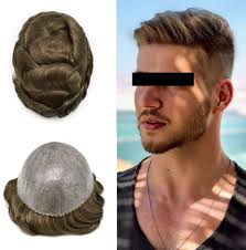 Amazon.com : LYRICAL HAIR Toupee for Men Human Hair Replacement System Full  Poly Skin Durable Injected PU Mens Hair Piece Wigs Protesis Capilar Para  Hombre 7"X10" #5 Medium Light Brown-110% Light to