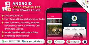 Android Video Status App With Reward Points Wa Status Saver Codecanyon Item For Sale Android Video Social Media Software Video Ads