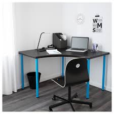 Linnmon Adils Black Brown Blue Corner Table 120x120 Cm Ikea Ikea Corner Desk Home Office Design Ikea T Shaped Desk