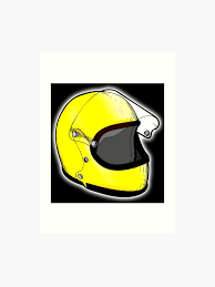 Yellow Crash Helmet Motor Sport Skid Lid Art Print