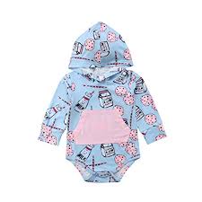 Unmega Baby Girl Long Sleeve Romper Baby Boy Cartoon Onesies Milk Cookie Clothes Light Blue 90 12 18 Months