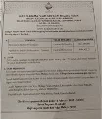 Only candidates can apply for this job. Jawatan Kosong Di Majlis Agama Islam Dan Adat Melayu Perak Maiamp 12 Februari 2019 Jawatan Kosong Kerajaan Swasta Terkini Malaysia 2021 2022