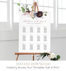 Floral Seating Chart Template Printable Boho Wedding
