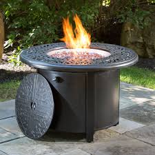 Enjoy a bite to eat outdoors with your loved ones beside a blazing flame. Kinase Cast Aluminum Round Gas Fire Pit Chat Table W Glacier Ice Firebeads Alfresco Home Llc Brickseek