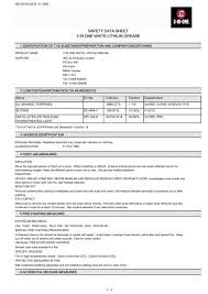 Crc white lithium grease lithium complex grease with ptfe for low speed and high load applications. Safety Data Sheet 3 In One White Lithium Grease Part Info