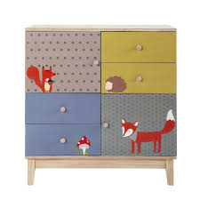 Wooden Multicoloured Child S Cabinet With 2 Doors And 4 Drawers W 86cm Forest Kid Room Decor Childrens Room Decor Kids Furniture