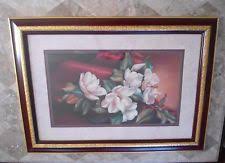 Home Interiors Framed Floral Red Satin Magnolia Print Picture Beautiful Home Interiors And Gifts House Interior Print Pictures