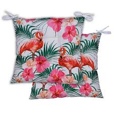 Whether those kitchen or dining room chairs are simply hard and uncomfortable, or just need a little bit of a facelift, placing a chair cushion with ties. Pair Of Flamingo Palm Print Seat Cushions By Gardenwize Look Again