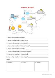 Read A Weather Map Worksheet How S The Weather Look And Write English Esl Worksheets In 2020 Map Worksheets Time Worksheets Word Problem Worksheets