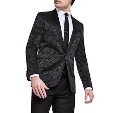 Slicker than your average, the politix burnett black velvet jacket features a floral burn out pattern. Mattone Black Floral Floral Textured Formal Tux Jacket Tuxedos Politix