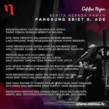 Tetapi semua diam tetapi semua bisu. Lagu Berita Kepada Kawan Ebiet G Ade Belajar