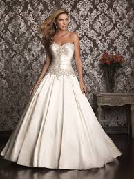 Allure Bridals 9003 Beaded Drop Waist Satin Ball Gown Wedding Dress Wedding Dresses Satin Wedding Allure Bridal