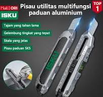 ISKU Pisau utilitas multifungsi paduan aluminium Pisau cutter Cutter Knife  Utility Knife Cutter Pisau Cutter Knife Auto Lock Cutter