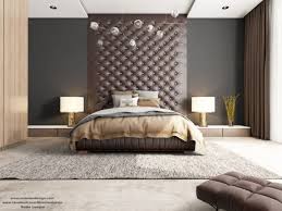 Leather is an opulent material and gives a rich look to the room. Luxurious Bedroom With Dark Brown Cushioned Bed And Dark Brown Leather Headboard By Josy Mathew
