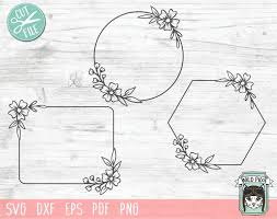 Flower Frame Svg File Monogram Frame Flower Border Svg Etsy In 2020 Flower Frame Monogram Frame Flower Border