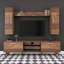 Rani A9 Duvar Rafli Tv Unitesi Kitaplikli Tv Sehpasi Ceviz Fiyati