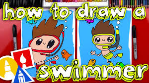 When drawing a swimmer you will also need to draw the water around them. How To Draw A Cartoon Swimmer Youtube