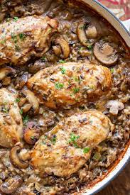 Chicken and rice with mushrooms. Chicken Wild Rice Casserole Saving Room For Dessert