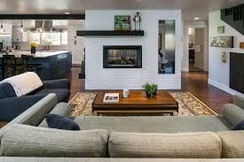 Rh collection ~ brick fireplacea simple recolour of the parenthood brick fireplace that does the trick. Midcentury Living Areas With Double Sided Fireplace Jordan Iverson Hgtv