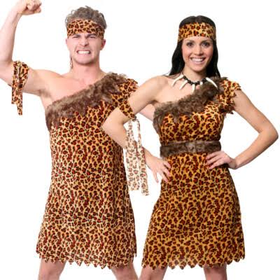 CAVEMAN & CAVEWOMAN COSTUME COUPLES PREHISTORIC FANCY DRESS OUTFIT CAVEGIRL  | eBay