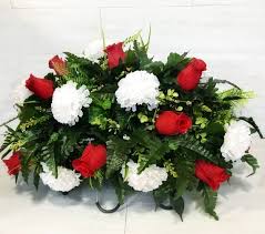 Christmas Cemetery Flowers Headstone Saddle Grave Etsy In 2020 Cemetery Flowers Holiday Flower Grave Decorations